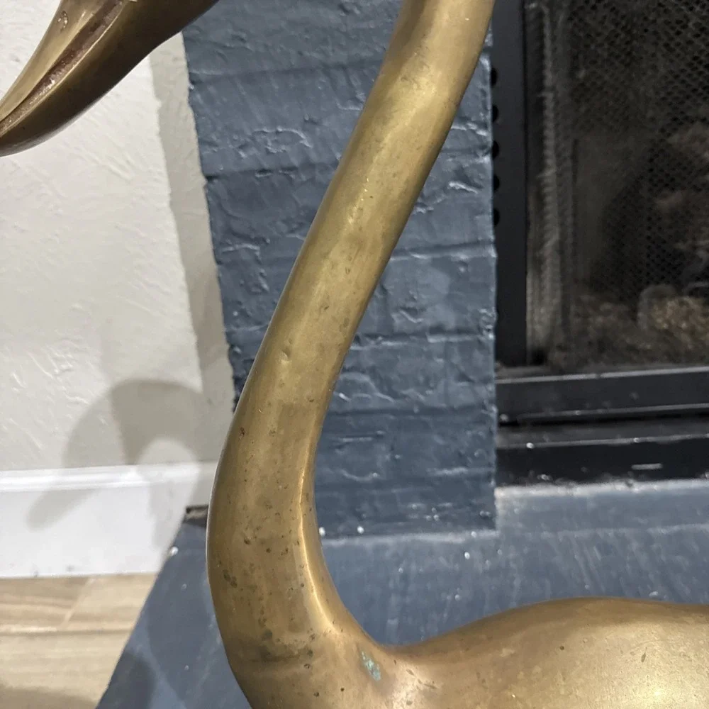 Vintage XL Brass Swan Figurine 21